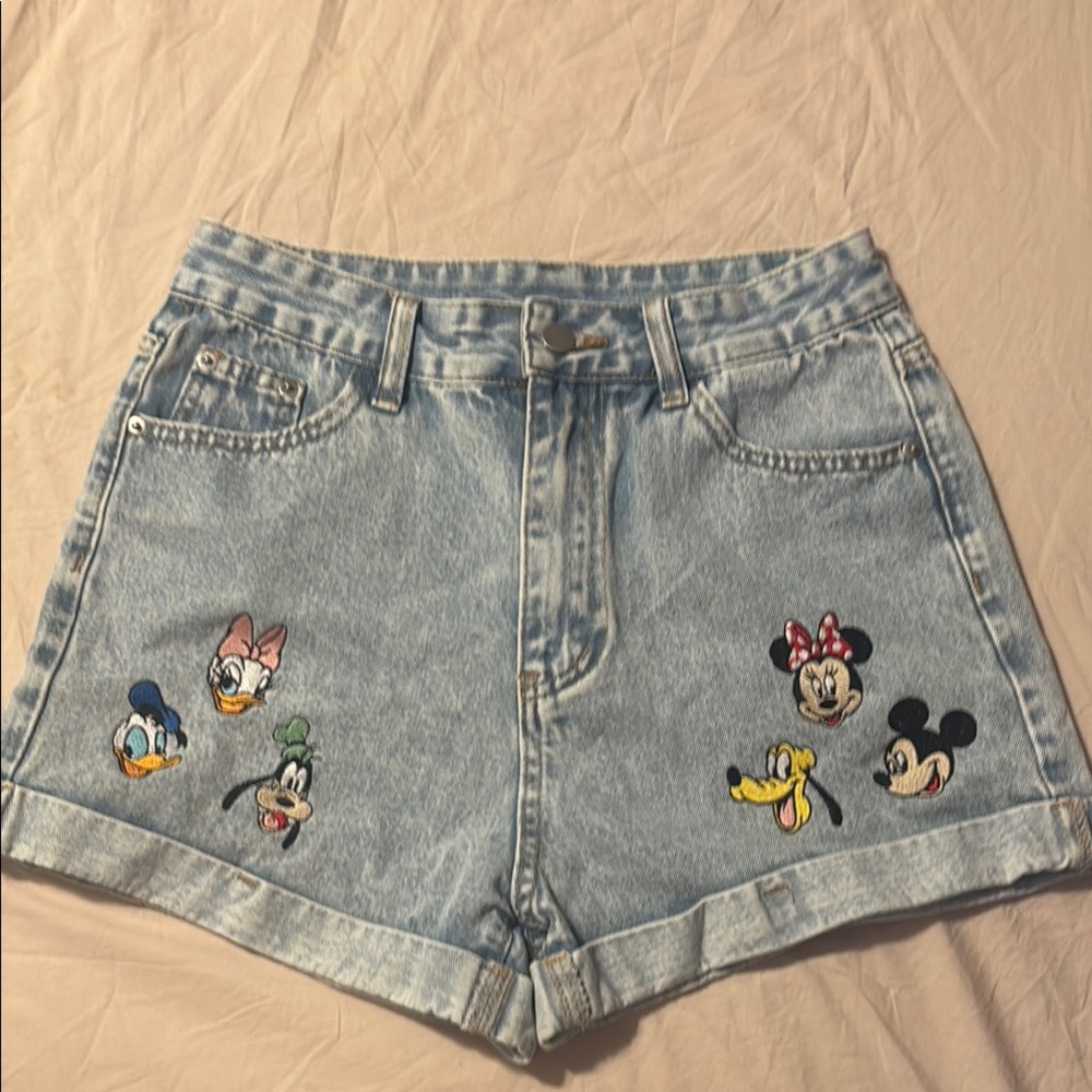 Mickey & Friends Embroidered Jean Shorts